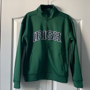 Green Notre Dame Zip Up Fleece Sweatshirt